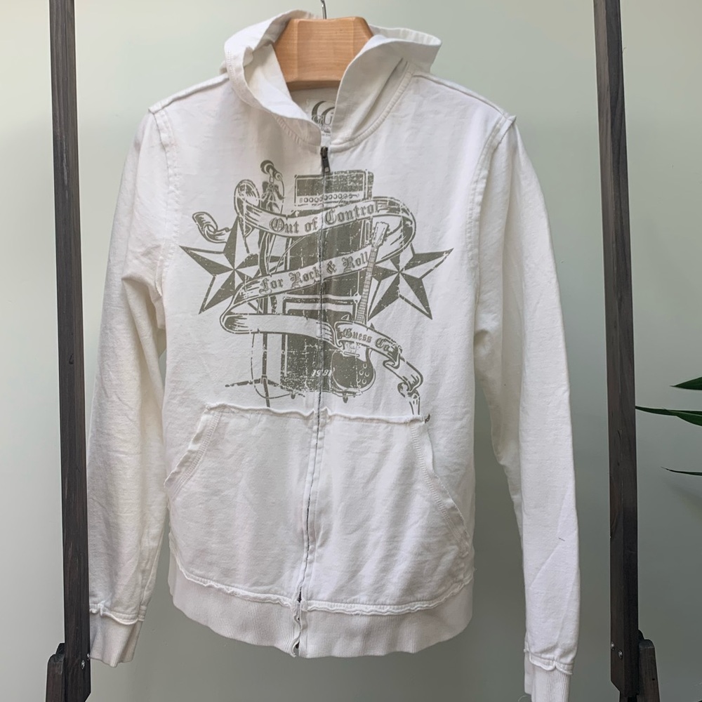Guess | Cream White Hoodie 100% Cotton | Size S